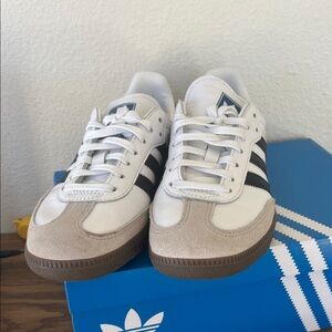 Adidas Samba White Black Sneakers with Gum Sole